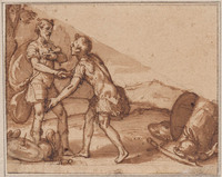 K 097
<br/>
Twee veldheren die elkaar de hand geven
<br/>
<em>Zuccaro, Federico (1540/41-1609)</em>
